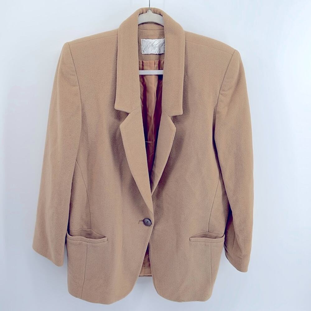 Vintage Lord & Taylor wool cashmere blend long line single button blazer sz 8